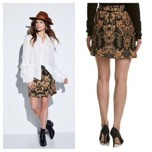 Womens Free People Damask Brocade Mini Skirt 8